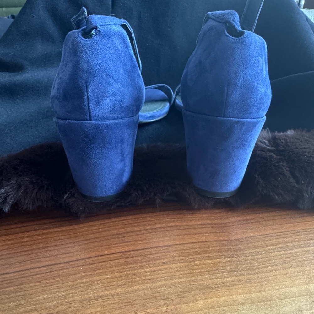 Stuart Weitzman Blue Suede Women's Ankle Strap Heels -Size 9.5 - Picture 4 of 9